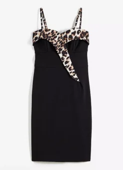 Animal Print Trim Party Dress -Enchanted Styles Animal Print Trim Party Dress951394FRSC