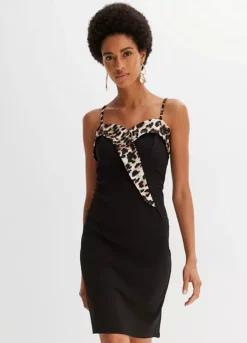 Animal Print Trim Party Dress -Enchanted Styles Animal Print Trim Party Dress951394FRSP