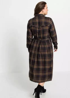 Checked Shirt Midi Dress -Enchanted Styles Checked Shirt Midi Dress914802FRSB W01