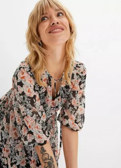 Chiffon Floral Print Midi Dress -Enchanted Styles Chiffon Floral Print Midi Dress952544FRSP W02