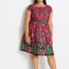 Christmas Motif Tartan Print Dress -Enchanted Styles Christmas Motif Tartan Print Dress952070FRSB