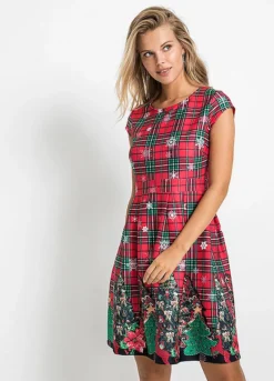 Christmas Motif Tartan Print Dress -Enchanted Styles Christmas Motif Tartan Print Dress952070FRSP