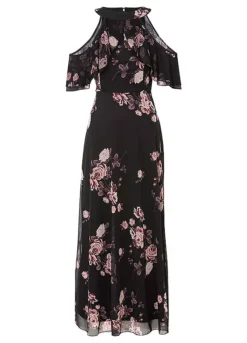 Cold Shoulder Floral Print Maxi Dress -Enchanted Styles Cold Shoulder Floral Print Maxi Dress945922FRSC