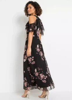 Cold Shoulder Floral Print Maxi Dress -Enchanted Styles Cold Shoulder Floral Print Maxi Dress945922FRSP W02