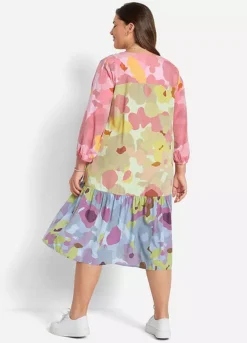Cropped Sleeve Printed Tunic Dress -Enchanted Styles Cropped Sleeve Printed Tunic Dress955318FRSB W01