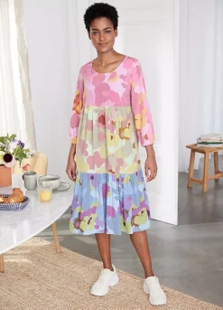 Cropped Sleeve Printed Tunic Dress -Enchanted Styles Cropped Sleeve Printed Tunic Dress955318FRSL