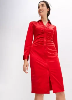 Decorative Button Placket Ruched Shirt Dress -Enchanted Styles Decorative Button Placket Ruched Shirt Dress941687FRSP