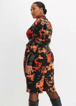 Faux Leather Trim Shift Dress -Enchanted Styles Faux Leather Trim Shift Dress917198FRSB W01