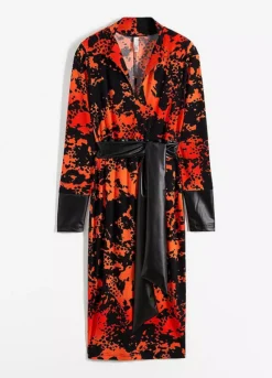 Faux Leather Trim Shift Dress -Enchanted Styles Faux Leather Trim Shift Dress917198FRSC