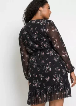 Floral Net Dress -Enchanted Styles Floral Net Dress967798FRSB W01