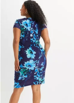 Floral Print Cap Sleeve Shift Dress -Enchanted Styles Floral Print Cap Sleeve Shift Dress955176FRSB W01