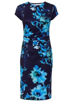 Floral Print Cap Sleeve Shift Dress -Enchanted Styles Floral Print Cap Sleeve Shift Dress955176FRSC