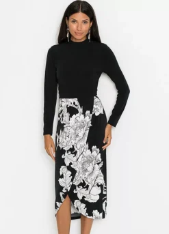 Floral Print Long Sleeve Shift Dress -Enchanted Styles Floral Print Long Sleeve Shift Dress964398FRSP