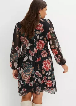 Floral Print Net Dress -Enchanted Styles Floral Print Net Dress952627FRSB W01