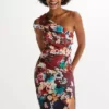 Floral Print One Shoulder Dress -Enchanted Styles Floral Print One Shoulder Dress941166FRSP