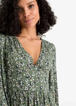 Floral Print V-Neck Dress -Enchanted Styles Floral Print V Neck Dress928213FRSP W02