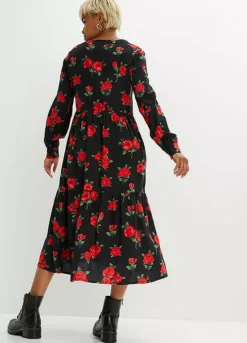 Floral Print V-Neck Midi Dress -Enchanted Styles Floral Print V Neck Midi Dress949326FRSP W01