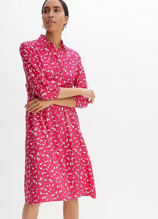 Floral Three-Quarter Sleeve Shirt Dress 4 Floral Three-Quarter Sleeve Shirt Dress - Image 2