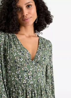 Floral V-Neck Dress -Enchanted Styles Floral V Neck Dress966710FRSP W03