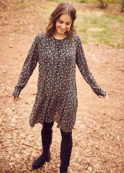 Flounced Floral Dress -Enchanted Styles Flounced Floral Dress905241FRSL