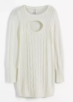 Front Cut-Out Cable Knit Dress -Enchanted Styles Front Cut Out Cable Knit Dress910875FRSC