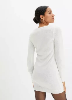 Front Cut-Out Cable Knit Dress -Enchanted Styles Front Cut Out Cable Knit Dress910875FRSP W01