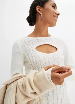 Front Cut-Out Cable Knit Dress -Enchanted Styles Front Cut Out Cable Knit Dress910875FRSP W03