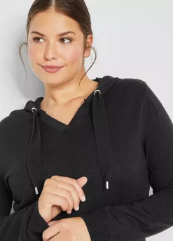 Hooded Knee-Length Knit Dress -Enchanted Styles Hooded Knee Length Knit Dress955531FRSB W01