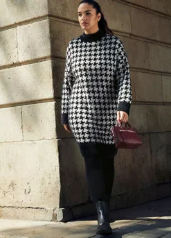 Houndstooth Knitted Dress -Enchanted Styles Houndstooth Knitted Dress914658FRSL
