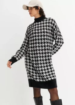 Houndstooth Knitted Dress -Enchanted Styles Houndstooth Knitted Dress914658FRSP