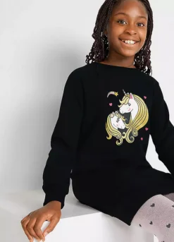 Kids Unicorn Print Sweater Dress -Enchanted Styles Kids Unicorn Print Sweater Dress951694FRSP W03
