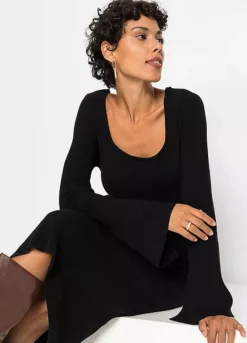 Knitted Square Neck Dress -Enchanted Styles Knitted Square Neck Dress967982FRSP W02