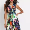 Knotted Sleeveless Floral Dress -Enchanted Styles Knotted Sleeveless Floral Dress958891FRSP