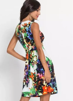Knotted Sleeveless Floral Dress -Enchanted Styles Knotted Sleeveless Floral Dress958891FRSP W01