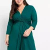 Knotted Three-Quarter Sleeve Jersey Dress -Enchanted Styles Knotted Three Quarter Sleeve Jersey Dress952441FRSB
