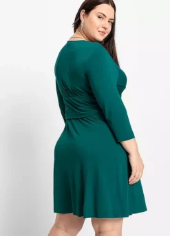Knotted Three-Quarter Sleeve Jersey Dress -Enchanted Styles Knotted Three Quarter Sleeve Jersey Dress952441FRSB W01
