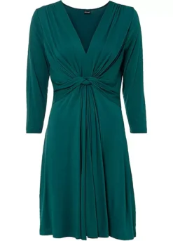 Knotted Three-Quarter Sleeve Jersey Dress -Enchanted Styles Knotted Three Quarter Sleeve Jersey Dress952441FRSC