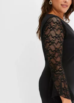 Lace Sleeve Party Dress -Enchanted Styles Lace Sleeve Party Dress905994FRSB W02