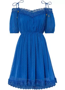 Lace Trim Cold Shoulder Dress -Enchanted Styles Lace Trim Cold Shoulder Dress932241FRSC