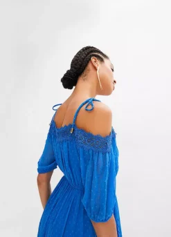 Lace Trim Cold Shoulder Dress -Enchanted Styles Lace Trim Cold Shoulder Dress932241FRSP W02