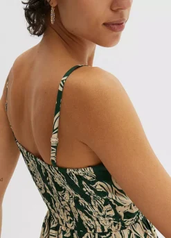 Leaf Print Smocked Maxi Dress -Enchanted Styles Leaf Print Smocked Maxi Dress951091FRSP W03