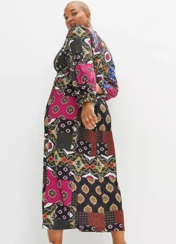 Multi Print V-Neck Maxi Dress -Enchanted Styles Multi Print V Neck Maxi Dress905385FRSB W01