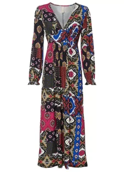 Multi Print V-Neck Maxi Dress -Enchanted Styles Multi Print V Neck Maxi Dress905385FRSC