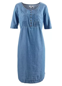 Piped Chambray Denim Dress -Enchanted Styles Piped Chambray Denim Dress934020FRSC