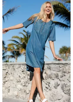 Piped Chambray Denim Dress -Enchanted Styles Piped Chambray Denim Dress934020FRSL