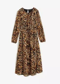 Print Belted Chiffon Dress -Enchanted Styles Print Belted Chiffon Dress909653FRSC