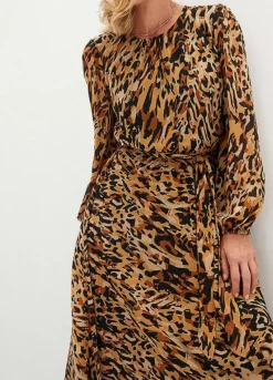 Print Belted Chiffon Dress -Enchanted Styles Print Belted Chiffon Dress909653FRSP W02