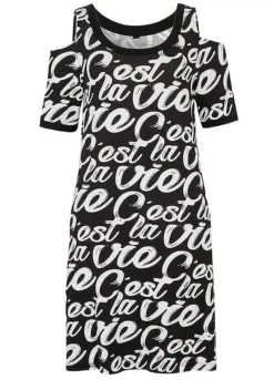 Print Cold Shoulder Dress -Enchanted Styles Print Cold Shoulder Dress951387FRSC