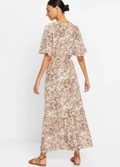 Print V-Neck Maxi Dress -Enchanted Styles Print V Neck Maxi Dress947980FRSP W01