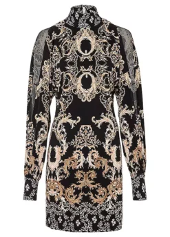 Printed Cold Shoulder Dress -Enchanted Styles Printed Cold Shoulder Dress914608FRSC